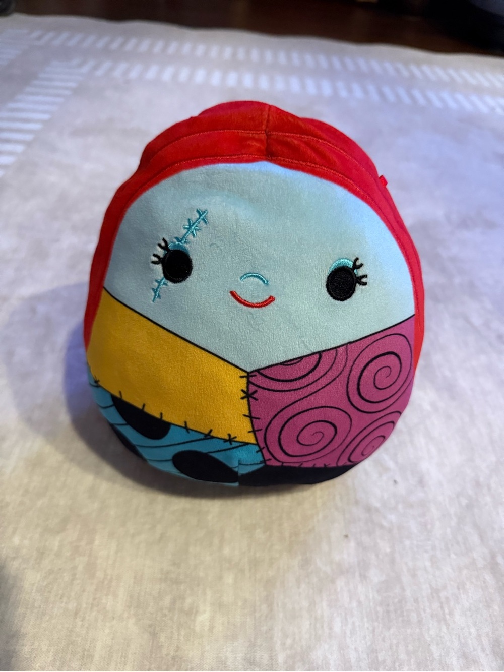 Patchwork Plush Character Toy - Red, Light Blue, Yellow, Pink